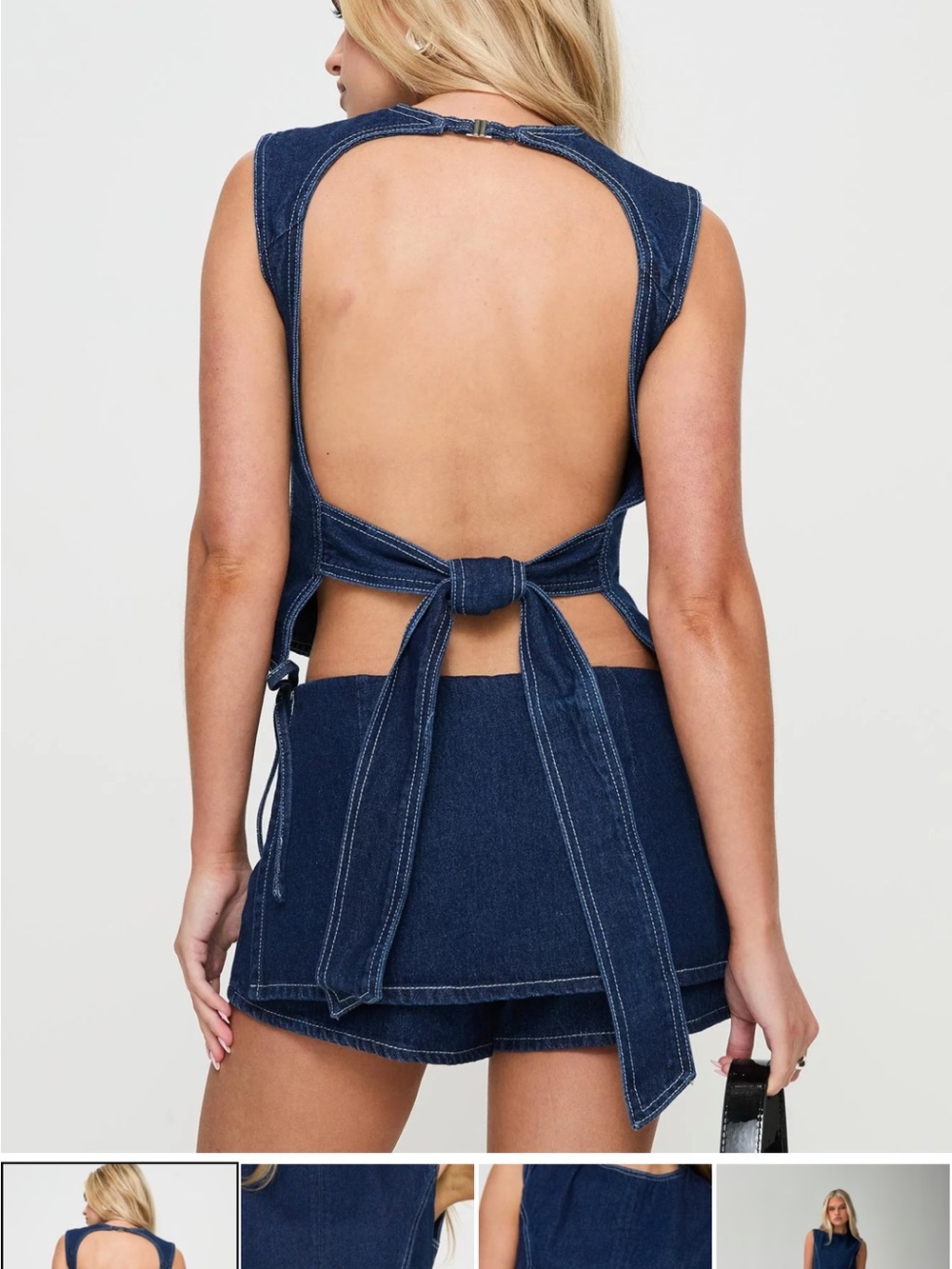 Princess Polly Lioness Countryside Top Dark Indigo Denim Sleeveless Top - Picture 6 of 7